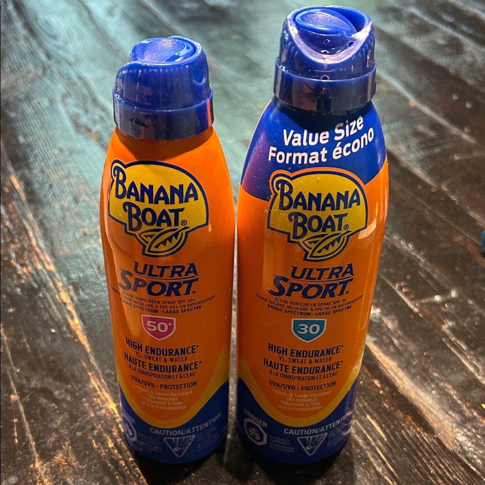 NEW! 2x Banana Boat Ultra Sport Sunscreen Spray 50 and 30 UVA UVB